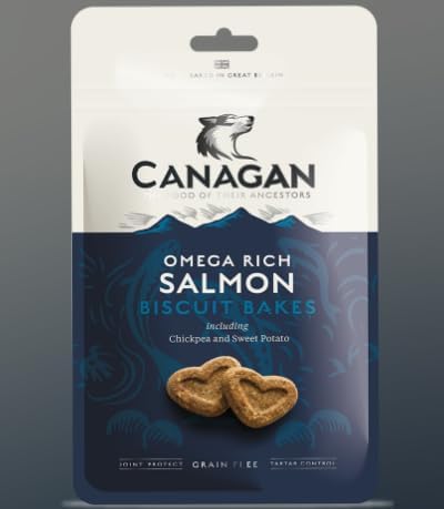 CANAGAN Crunchy Dog Treats โ Salmon Biscuit Bakes for Puppies & Adults 8X150G