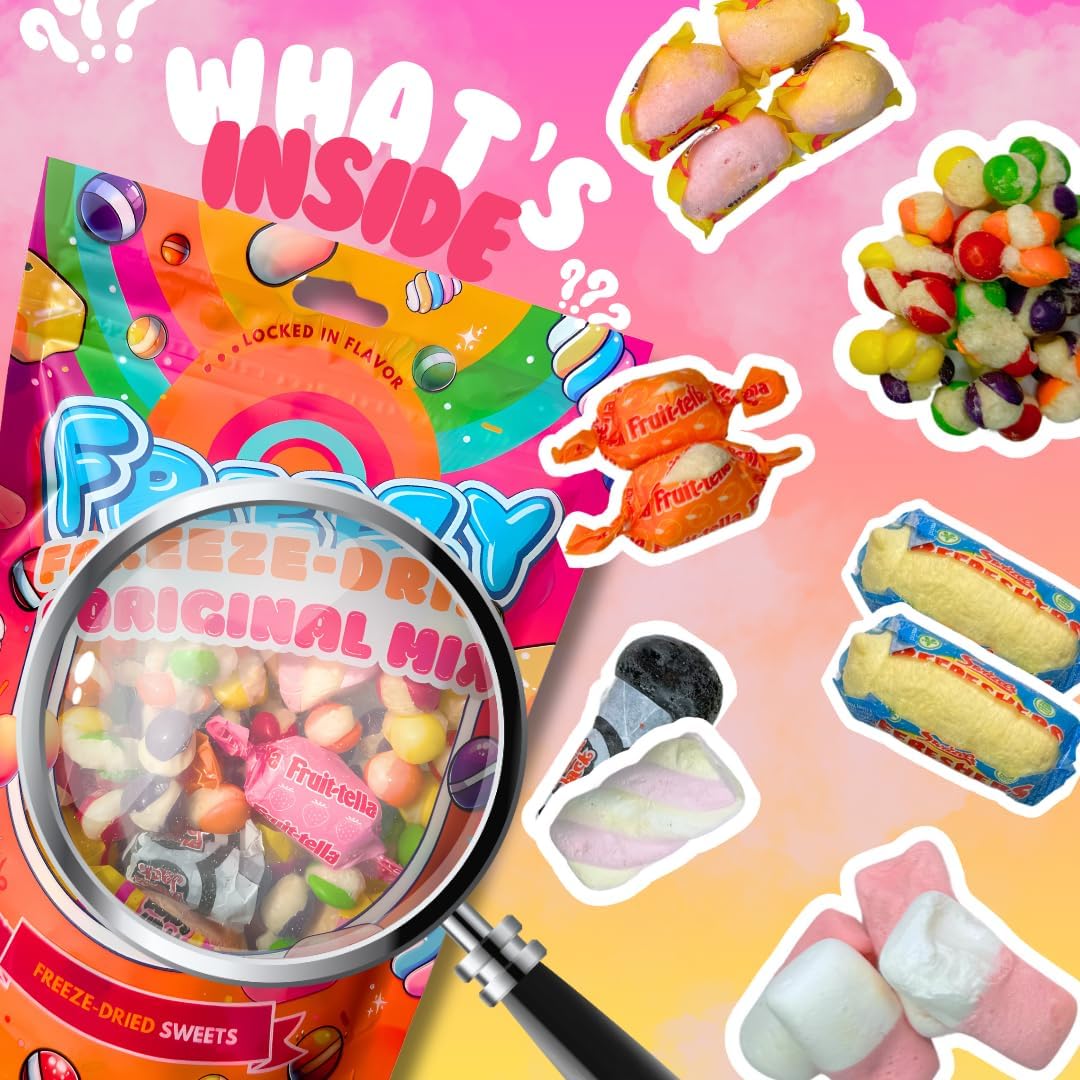 Freezy Freeze Dried - Original Mix 120 gms, Rainbow Bites includes Original Skittles & Squishes