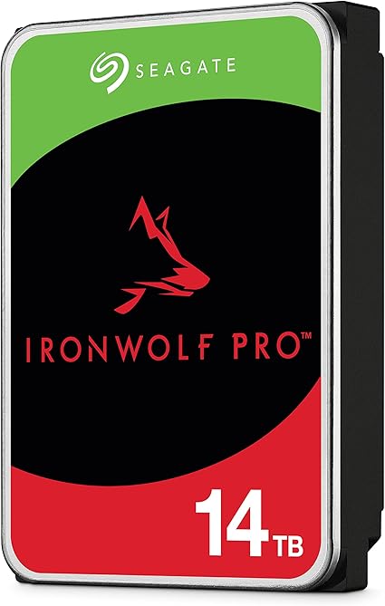 Seagate IronWolf Pro, 14 TB, NAS Internal Hard Drive, CMR 3.5 Inch, SATA 6 Gb/s 7,200 RPM, 256 MB Cache, for RAID Network Attached Storage, 3 years Rescue Services, FFP (ST14000NE0008)