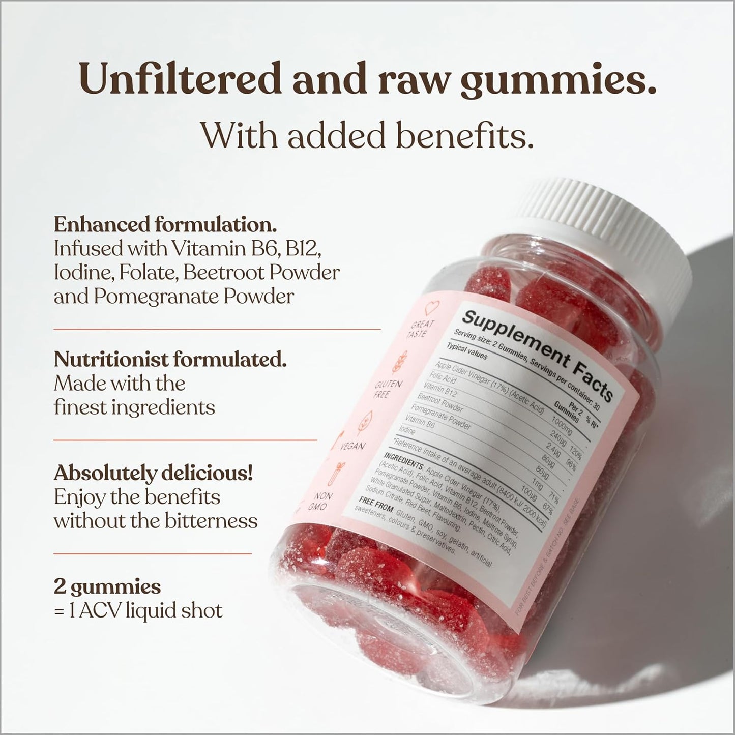 Apple Cider Vinegar Gummies with The Mother 1000mg