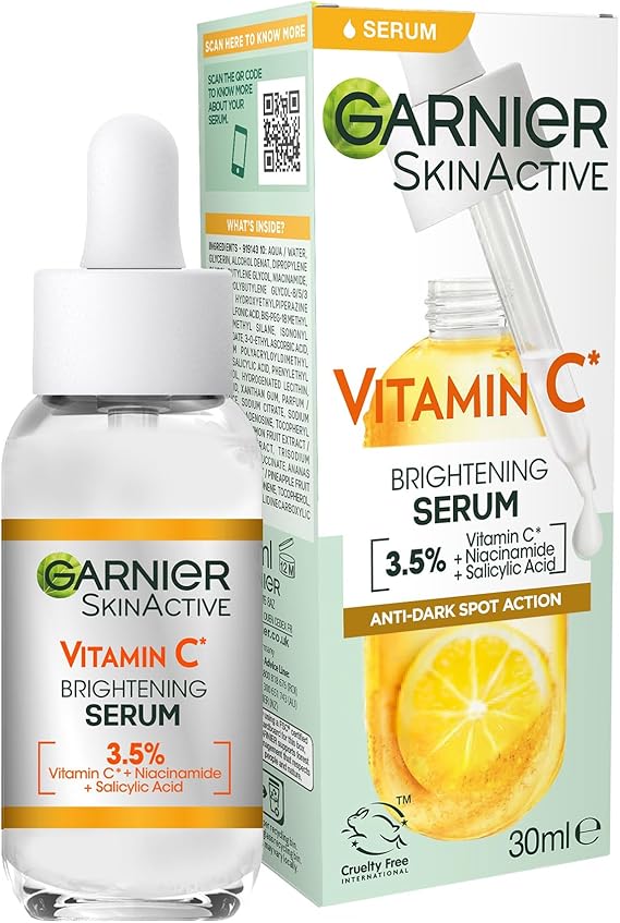 Garnier SkinActive Vitamin C Day Serum, Anti-Dark Spot and Brightening Face Serum for All Skin Types, 30 ml
