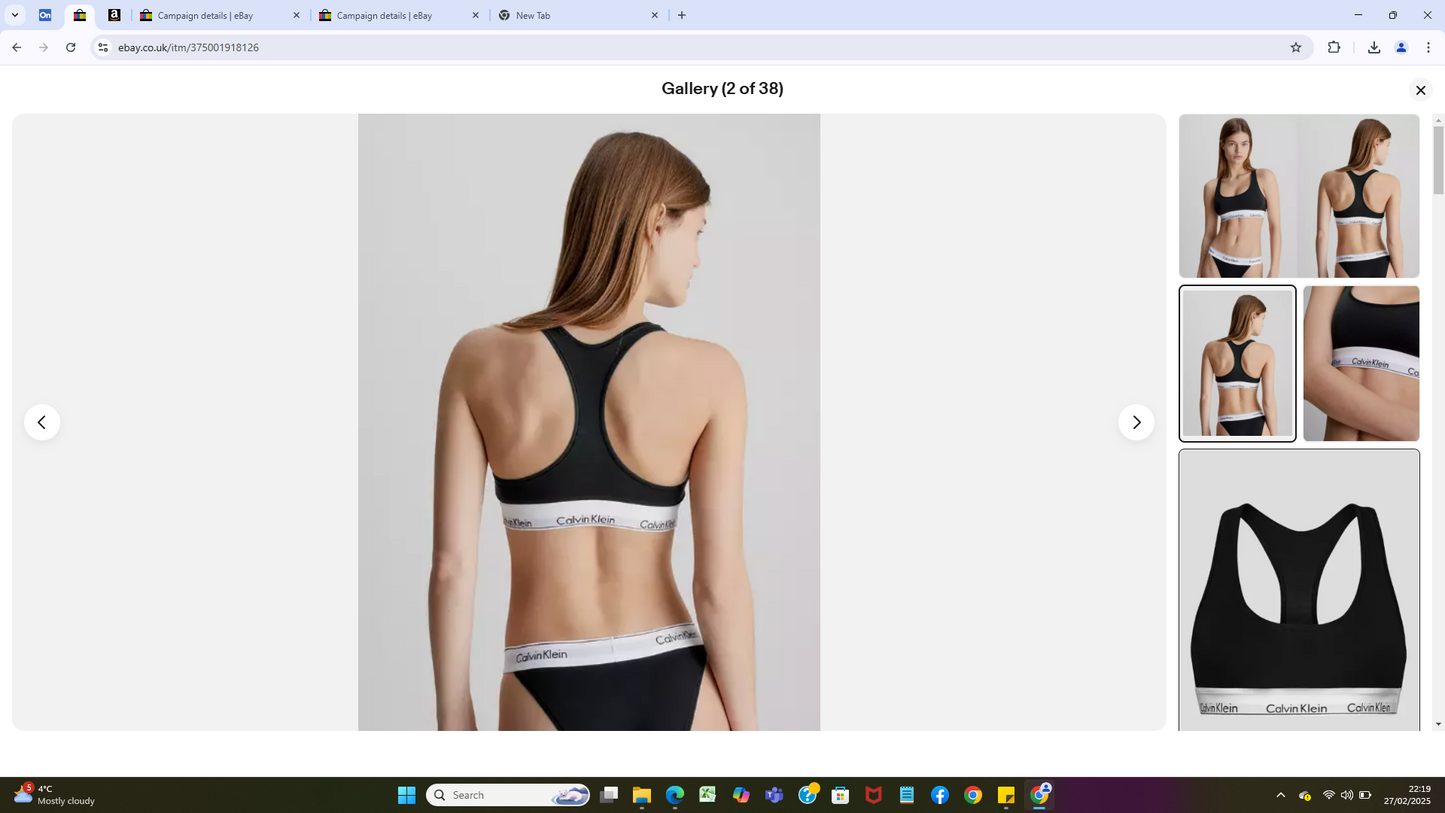 Ladies CK Bralett & Thong Sexy Set Stretch Women's 1bra1 Boxer Black