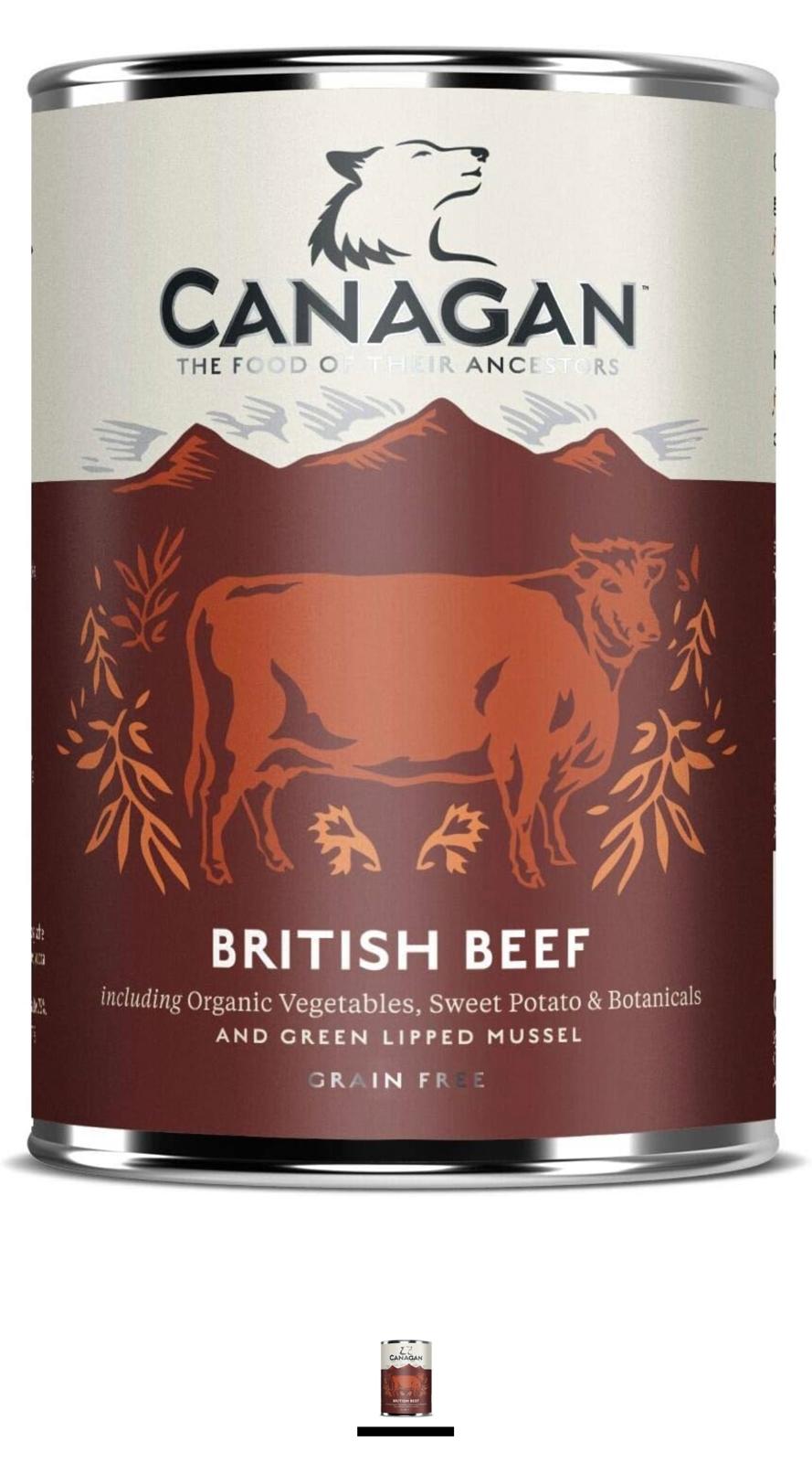 Canagan 6 x 400g British Braised Beef Wet Dog Dood
