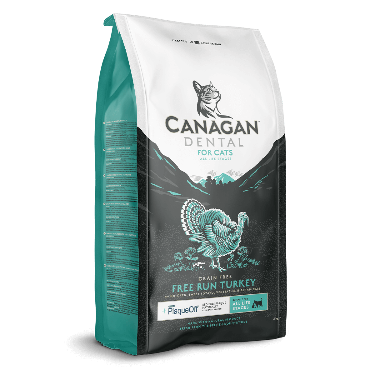 CANAGAN Grain-Free Dental Dry Cat Food with Free-Run Turkey for Kittens & Adults