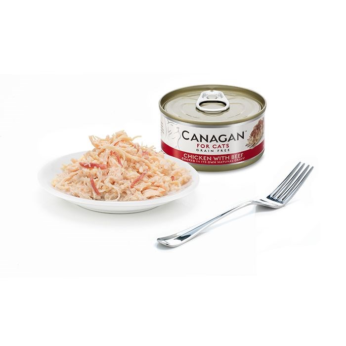 CANAGAN Chicken with Beef Wet Cat Food for Kittens & Adults 12 Packs of 75g
