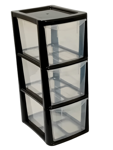 3 Drawer Medium Plastic Tower Storage Homes, Kitchen, Schools, Offices Black