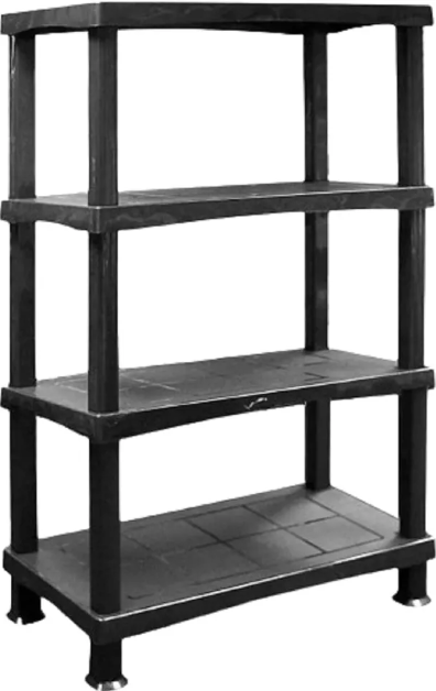 2 Pack 4 TIER PLASTIC GARAGE SHELVING UNIT BLACK -40 DEPTH, 80 WIDTH, 135 Height