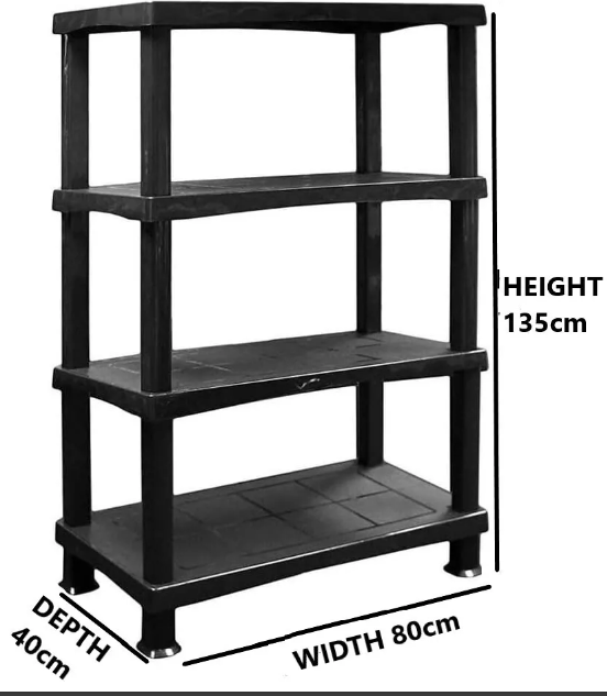 4Tier Plastic Shelving Unit Storage Racking Shelves Home Garden Garage Shed Rack