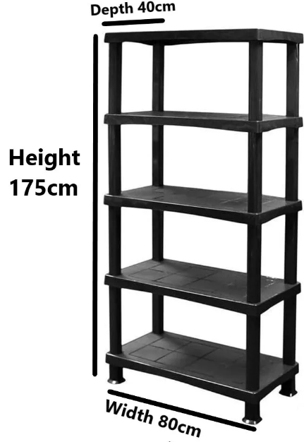 5Tier Plastic Shelving Unit Storage Racking Shelves Home Garden Garage Shed Rack