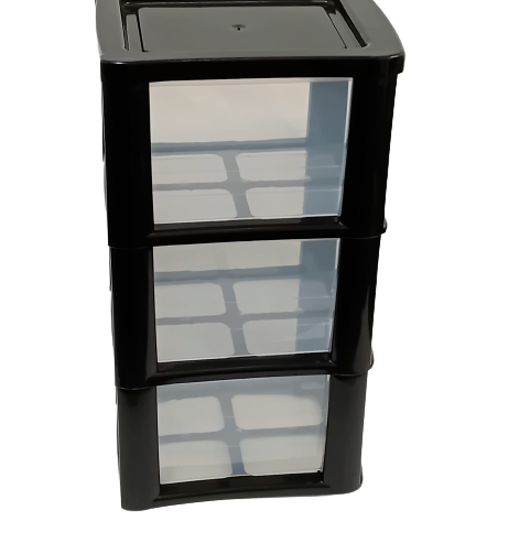 3 Drawer Medium Plastic Tower Storage Homes, Kitchen, Schools, Offices Black