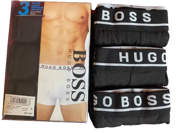 3 Pack Boss Mens Trunk boxer shorts 90% cotton stretch Black