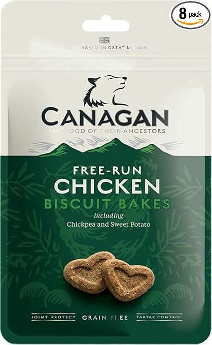 CANAGAN crunchy Dog Treats – Chicken Biscuit Bakes for Puppies & Adults 100g (8 pack)