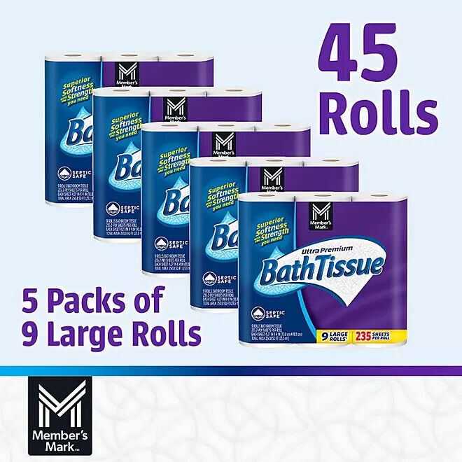 Member's Mark Ultra Premium Soft & Strong 2-Ply Toilet Paper 45 rolls