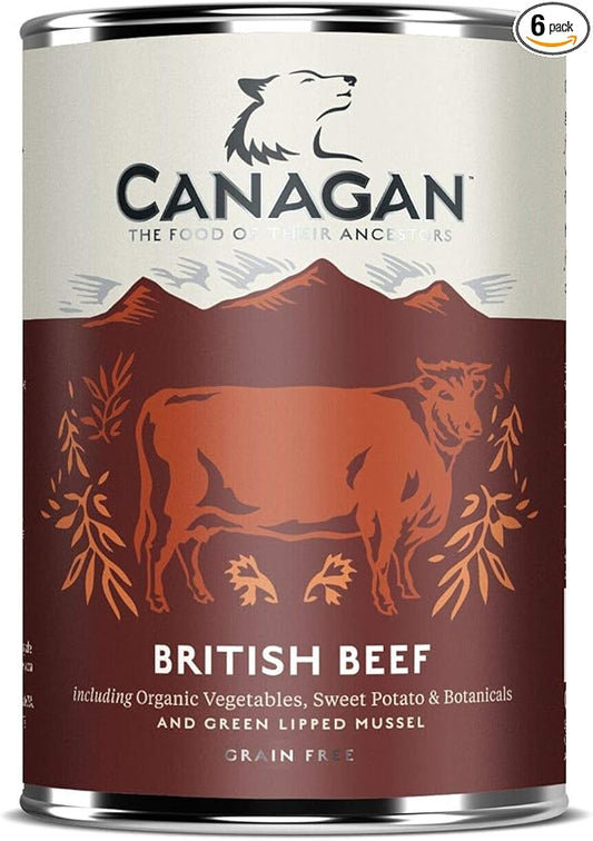 Canagan 6 x 400g British Braised Beef Wet Dog Dood
