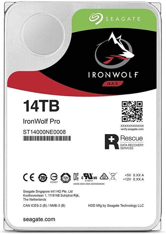 18 TB Seagate IronWolf Pro ST18000NE0008 - Hard drive - 18 TB - internal - 3.5" - SATA 6Gb/s - 7200 rpm - buffer: 256 MB - with 2 years Seagate Rescue Data Recovery