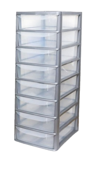 A4 8 DRAWER PLASTIC TABLETOP DRAWER | SMALL CLEAR SILVER|HOME KITCHEN OFFICE GARAGE