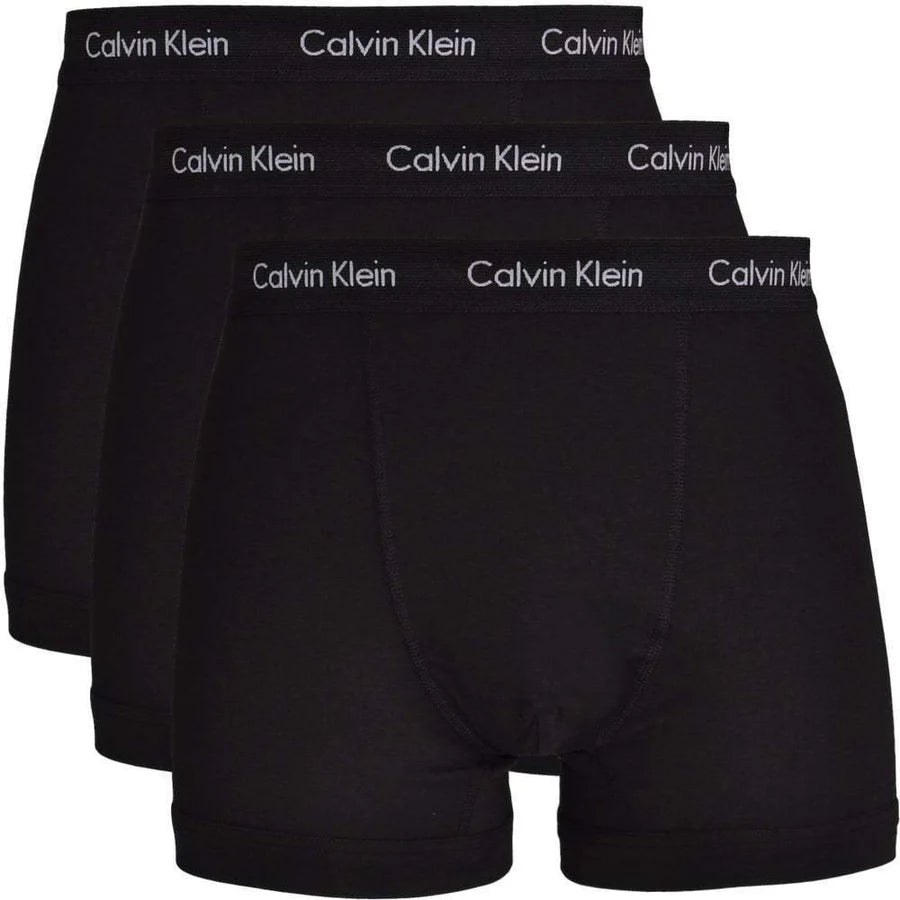 Mens Calvin Klein Trunk Boxer Shorts 3 Pack Stretch Fit 90% Cotton Comfort and Style Essentials Black