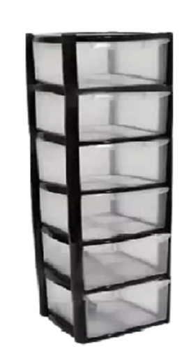 6 Tier Small Mini Drawer Tower Unit Plastic Rack Room Home Office Kitchen Black