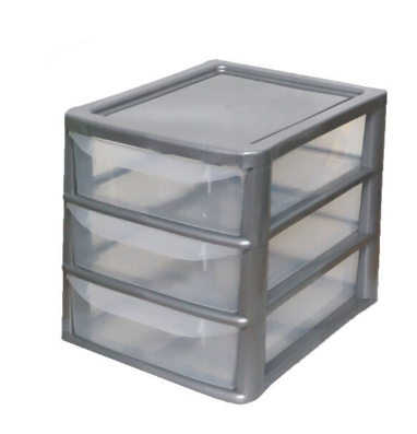 A4  3 DRAWER PLASTIC TABLETOP DRAWER | SMALL CLEAR SILVER|HOME KITCHEN OFFICE GARAGE