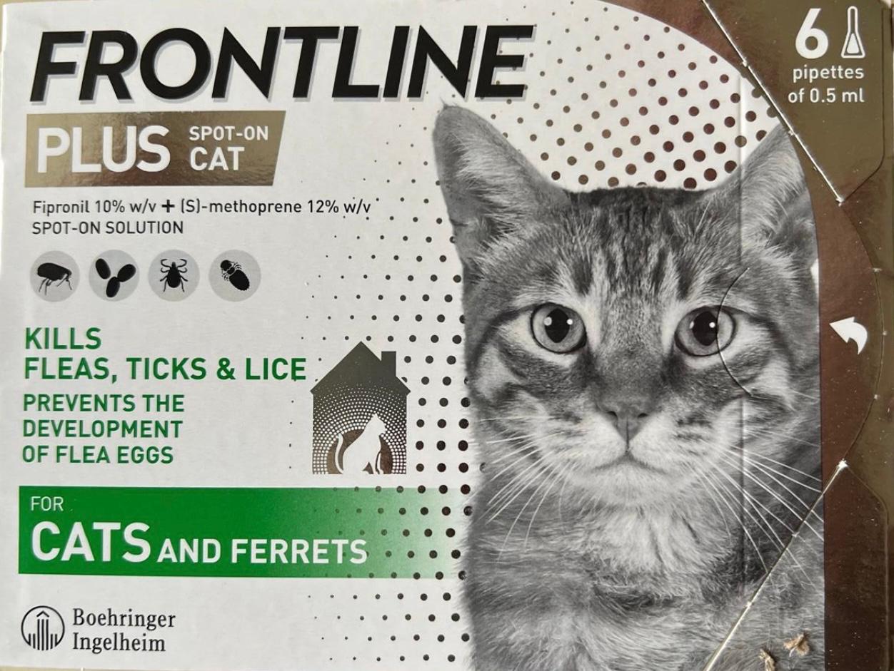 Frontline Plus Spot-On for Cats & Ferrets – Flea, Tick & Lice Treatment (6 Pipettes)