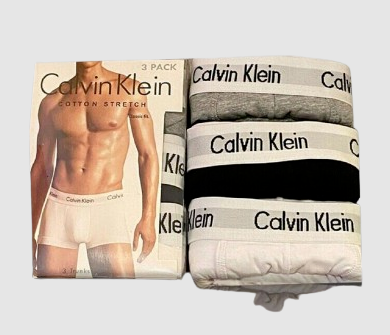 Calvin Klein Mens Trunk boxer shorts 90% cotton stretch Black/White/Grey