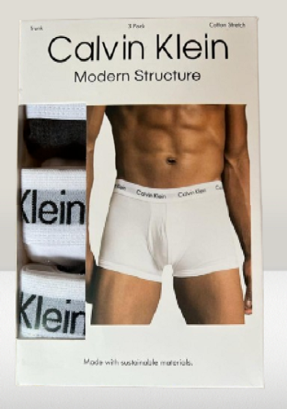 Calvin Klein Mens Trunk boxer shorts 90% cotton stretch Black/White/Grey