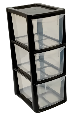 3 Drawer Medium Plastic Tower Storage Homes, Kitchen, Schools, Offices Black